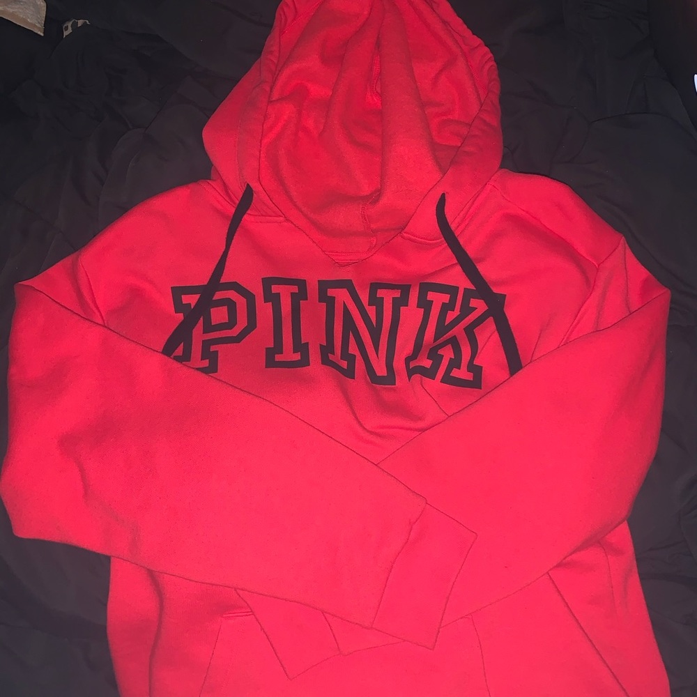 victoria secret pink hoodie sweater red vs